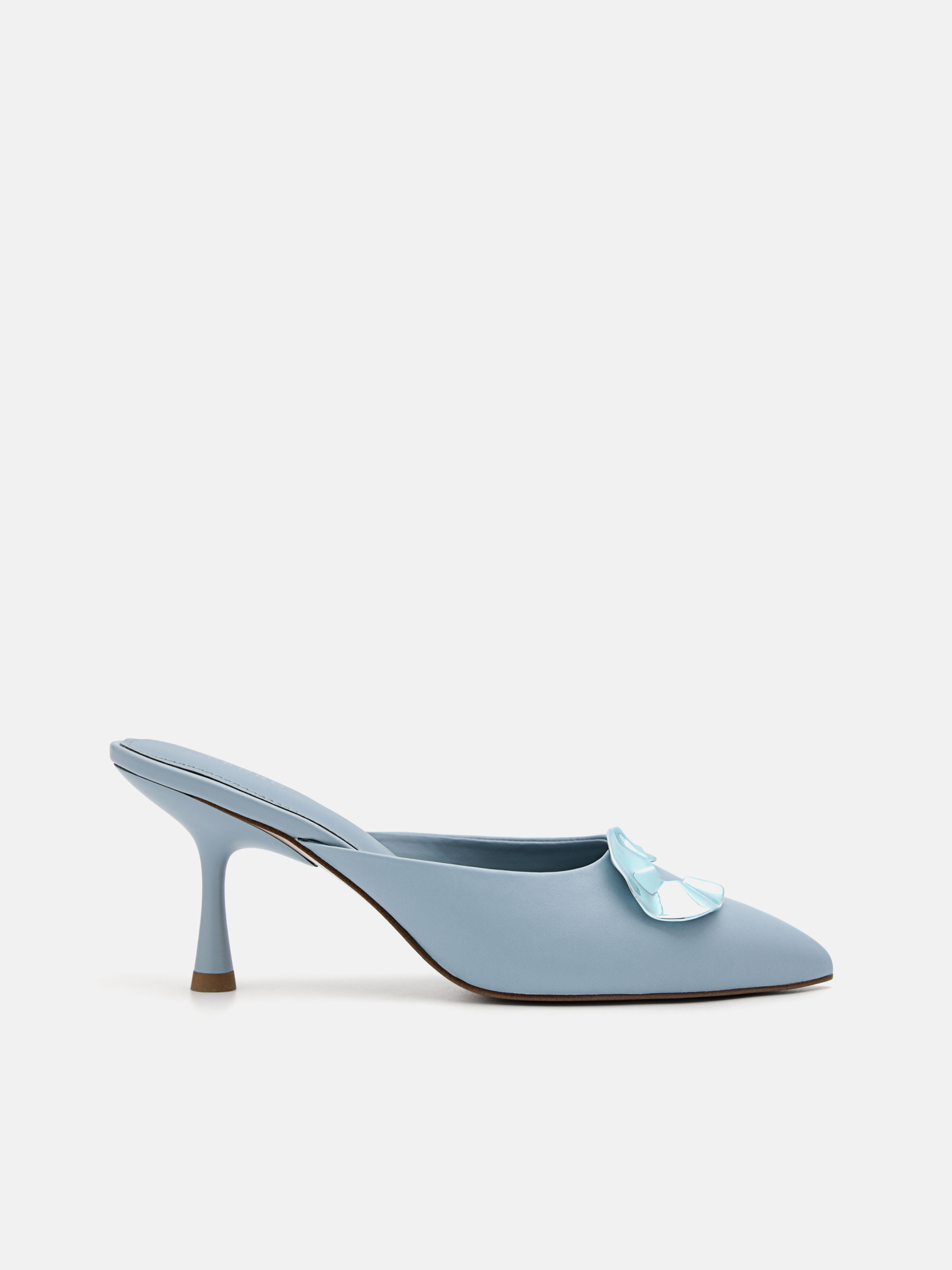 Slate Blue Iris Leather Heel Mules PEDRO EU