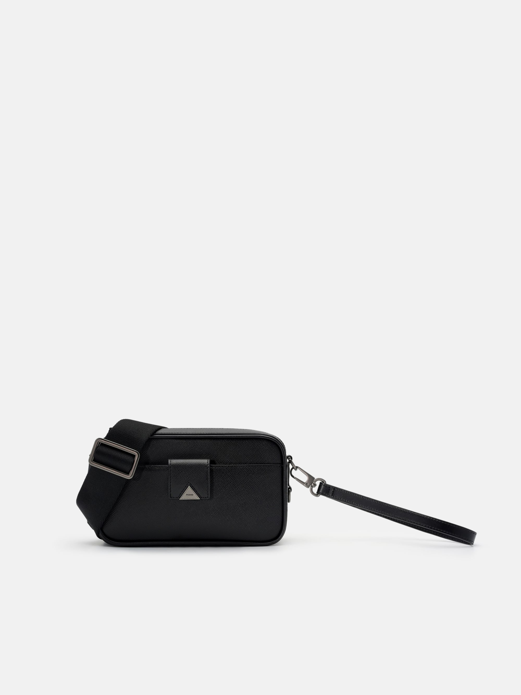 Black Mini Embossed Leather Pouch - PEDRO SG