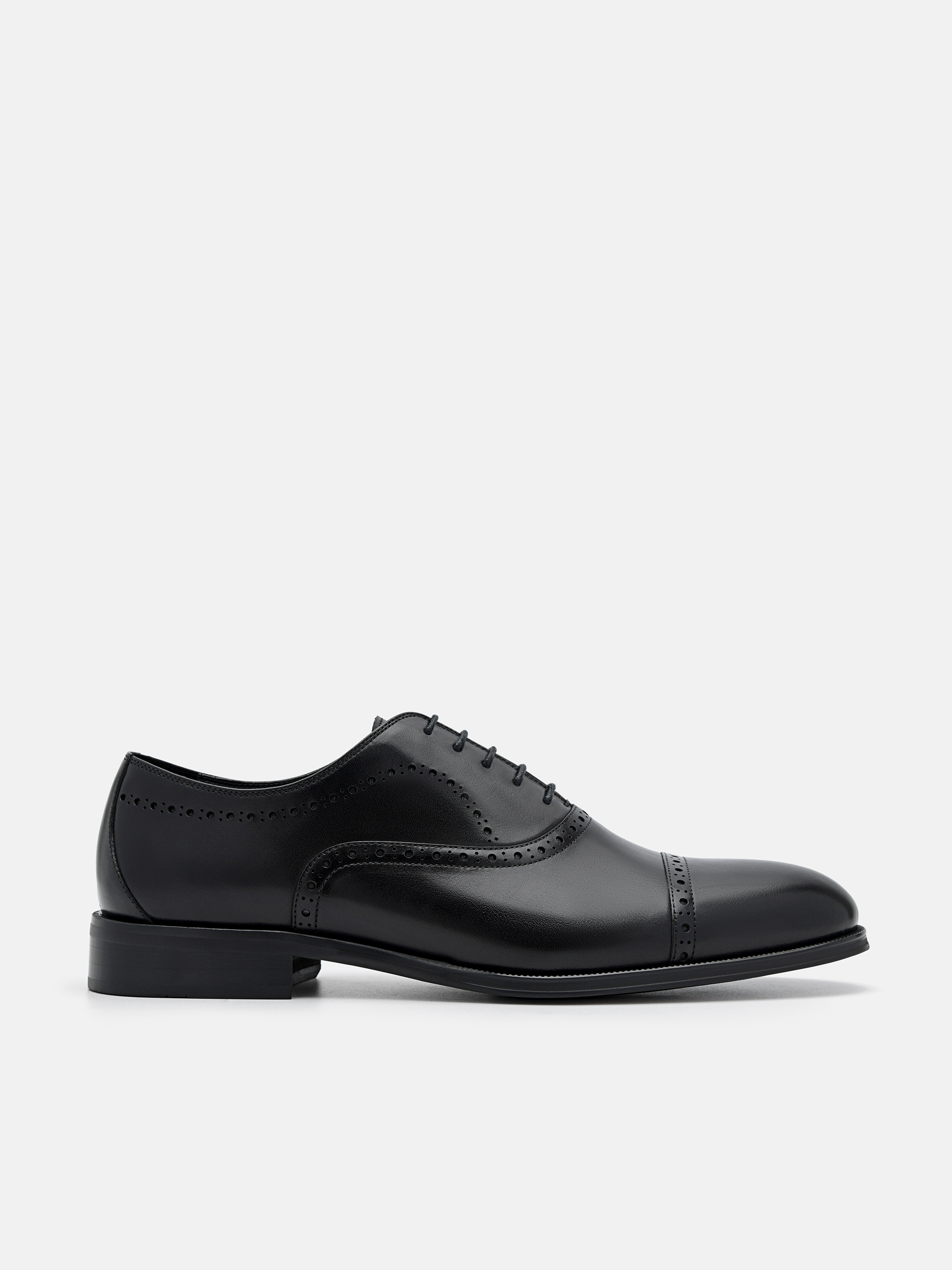 Black Leather Brogue Oxford Shoes - PEDRO PH