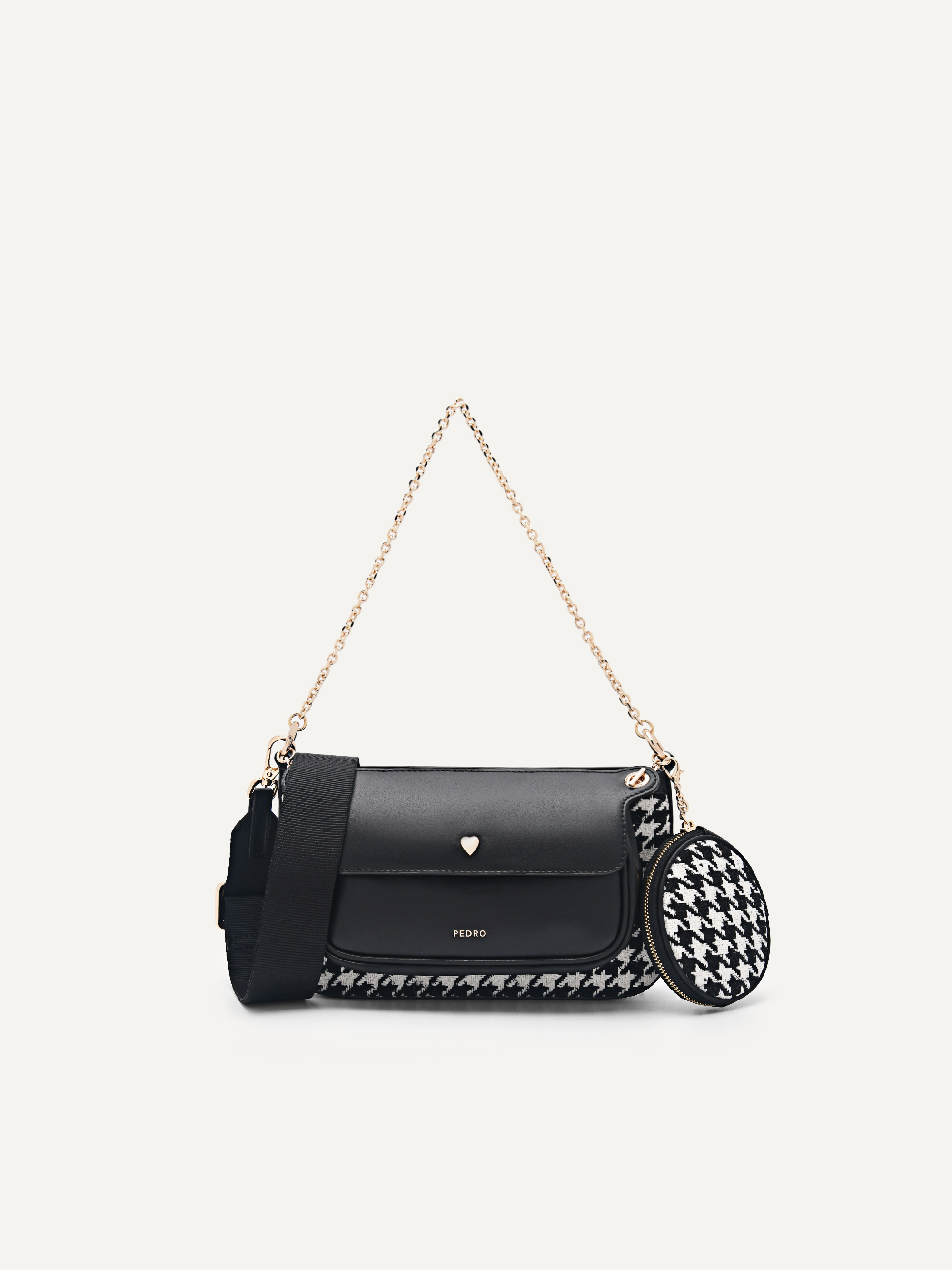 black leather crossbody bag with flap