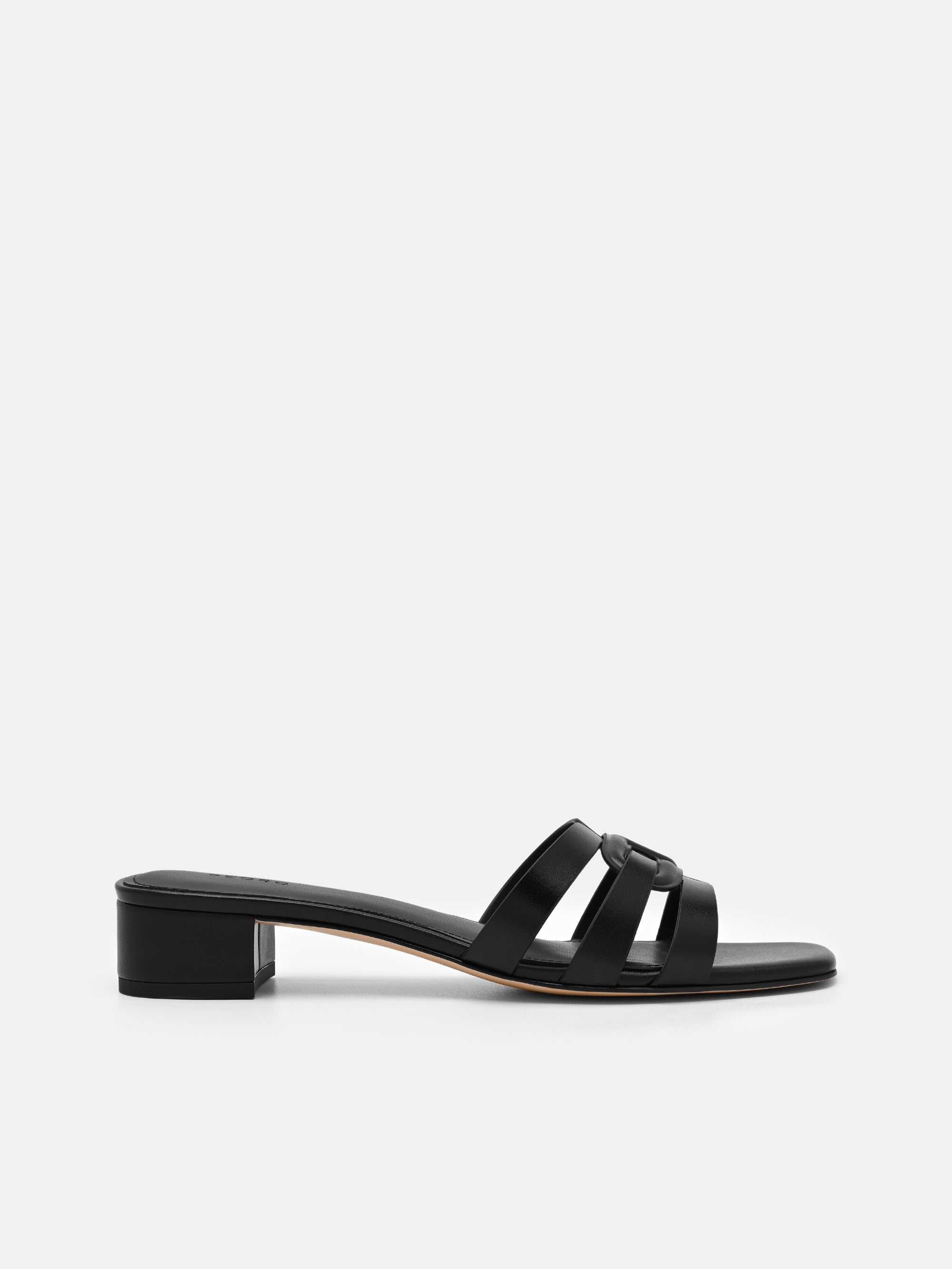 Black Carmel Leather Heel Sandals - PEDRO KR