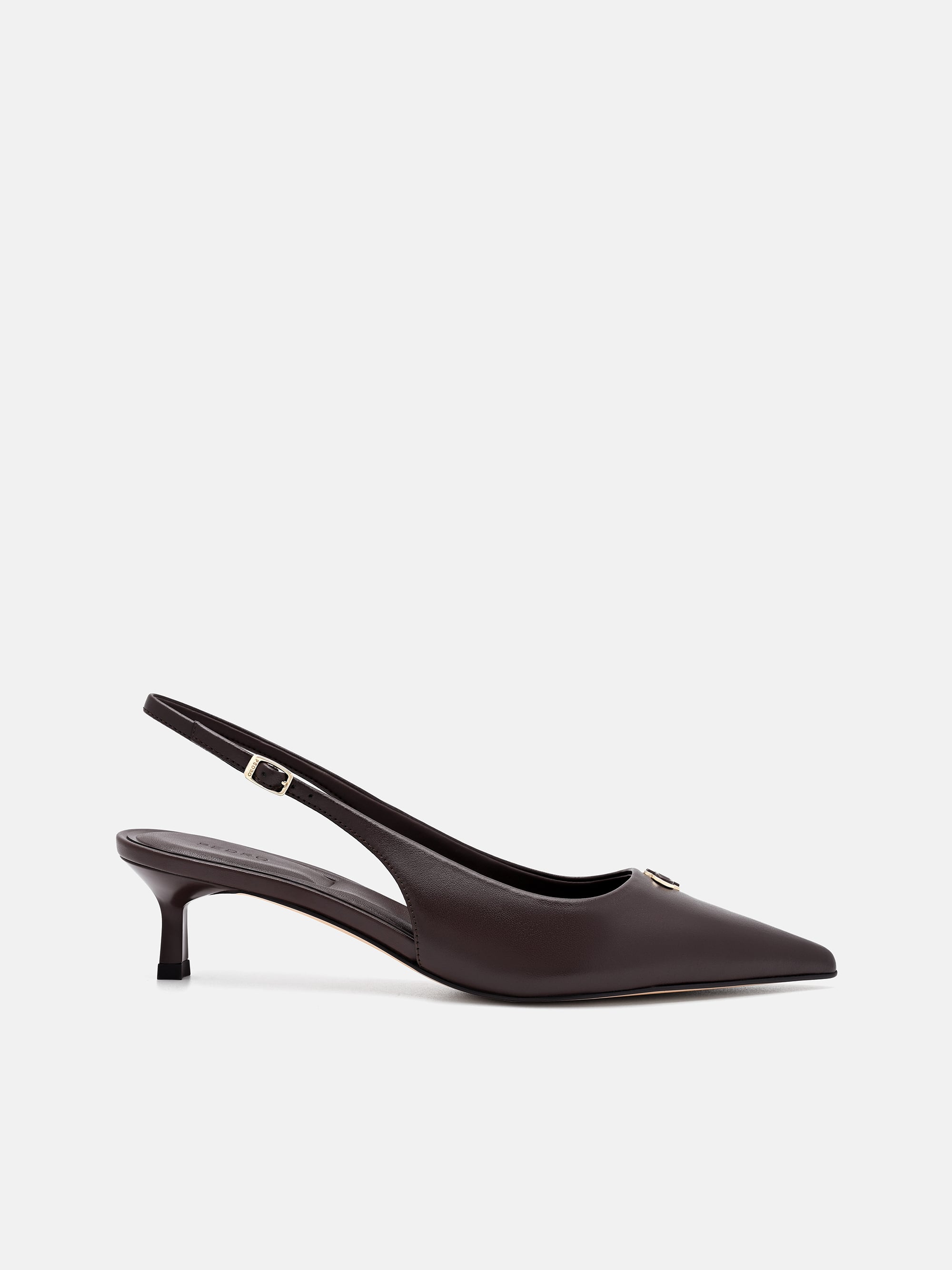 Dark Brown Marina Leather Heel Pumps - PEDRO TW