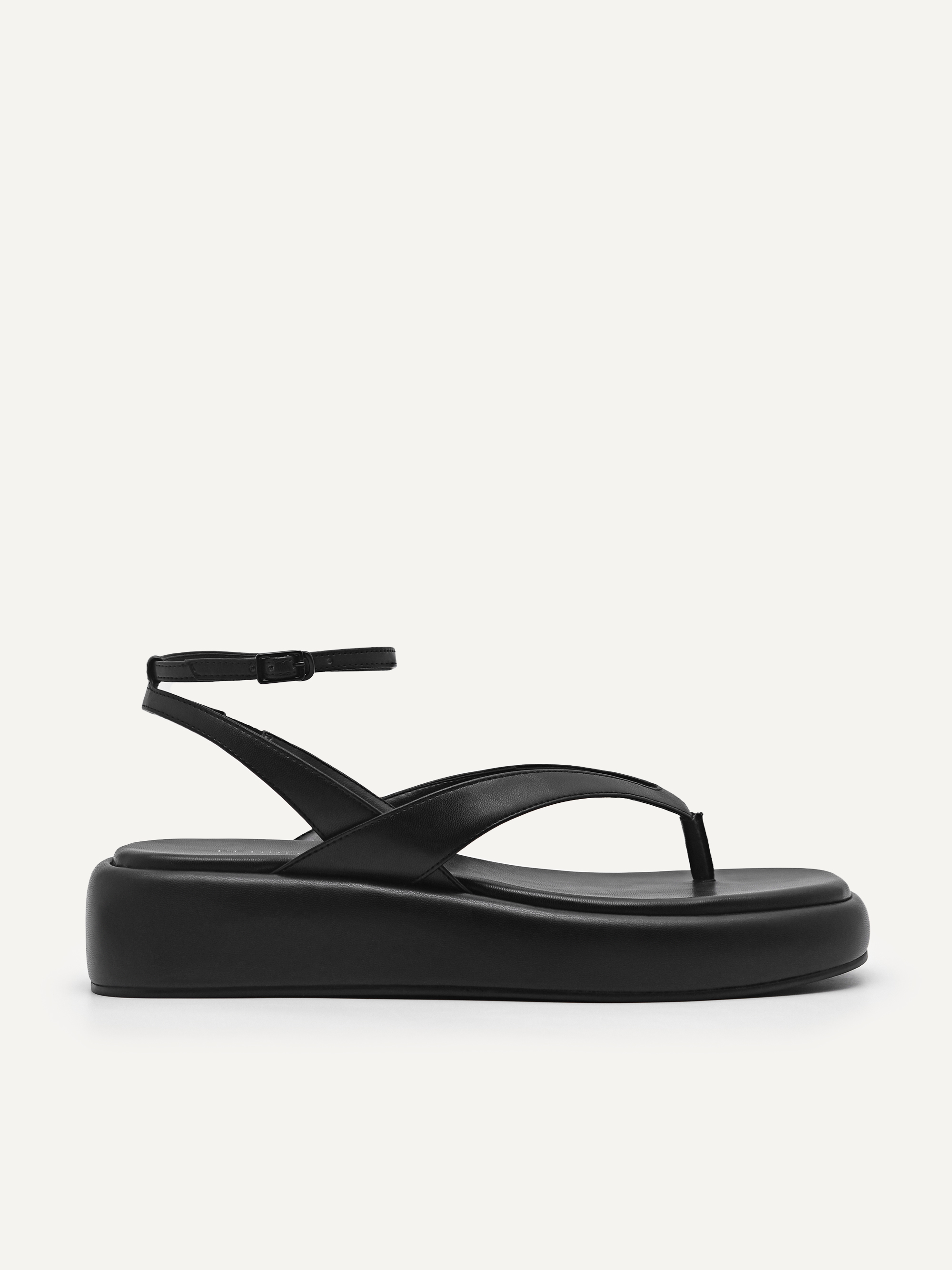 Black Ankle Strap Flatform Sandals - PEDRO EU