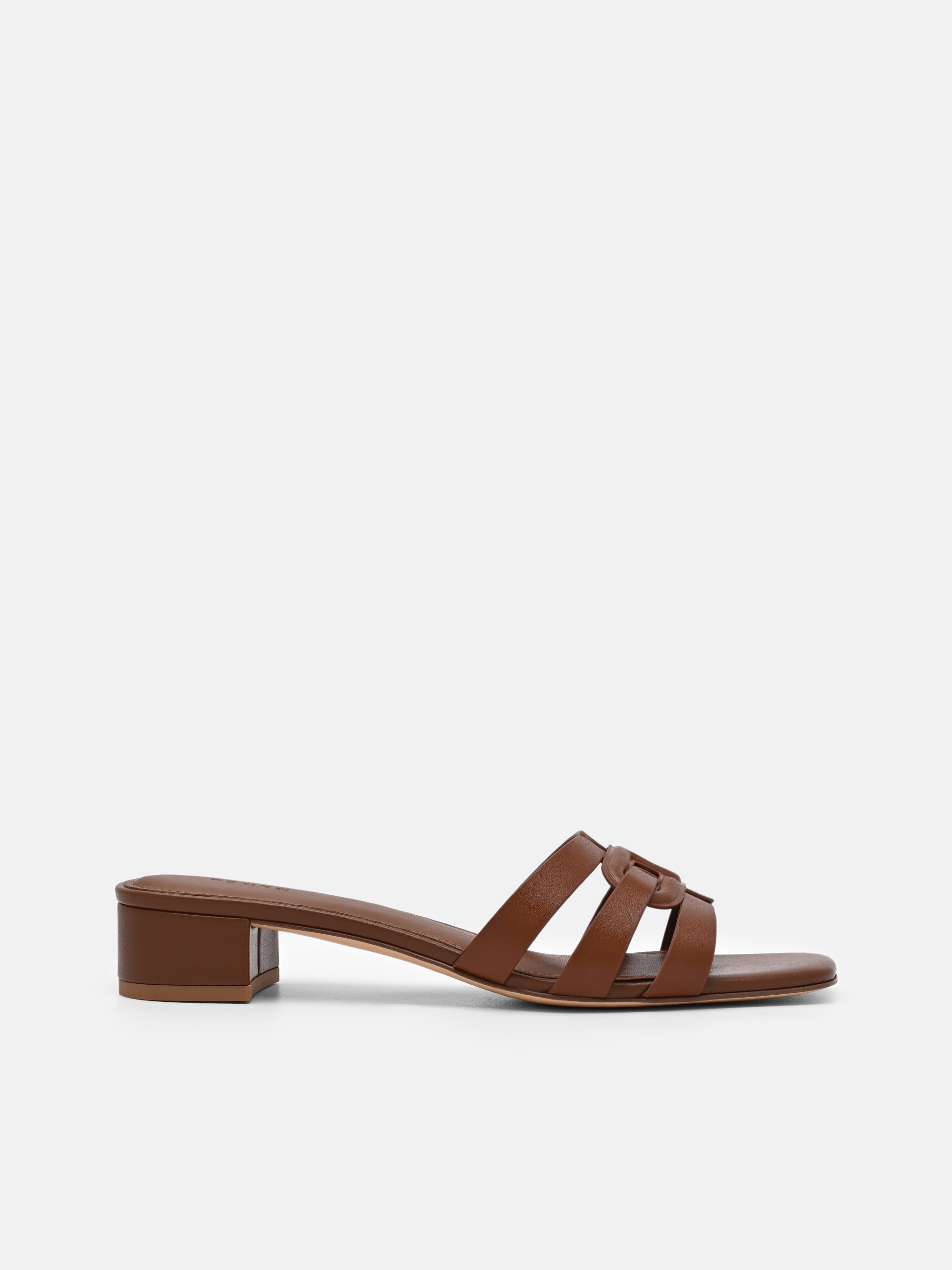 Cognac Carmel Leather Heel Sandals - PEDRO KR