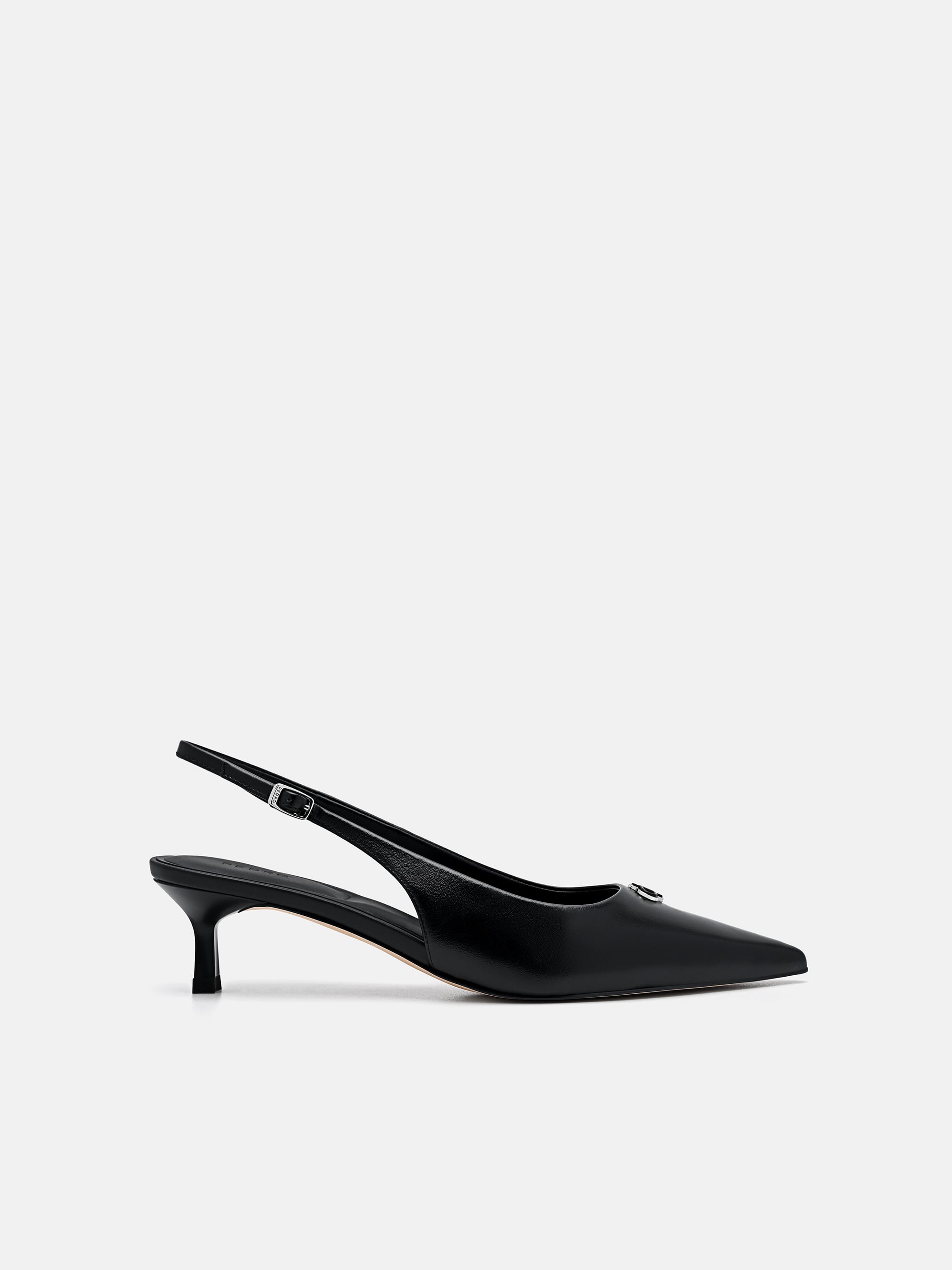 Black Marina Leather Slingback Heel Pumps - PEDRO US