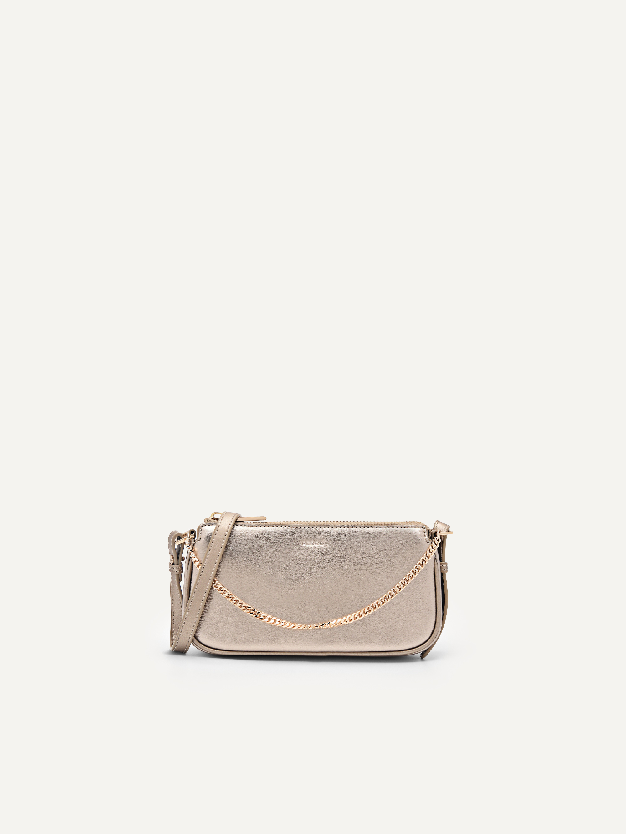 Gold Maddy Leather Chain Detailed Shoulder Bag | PEDRO