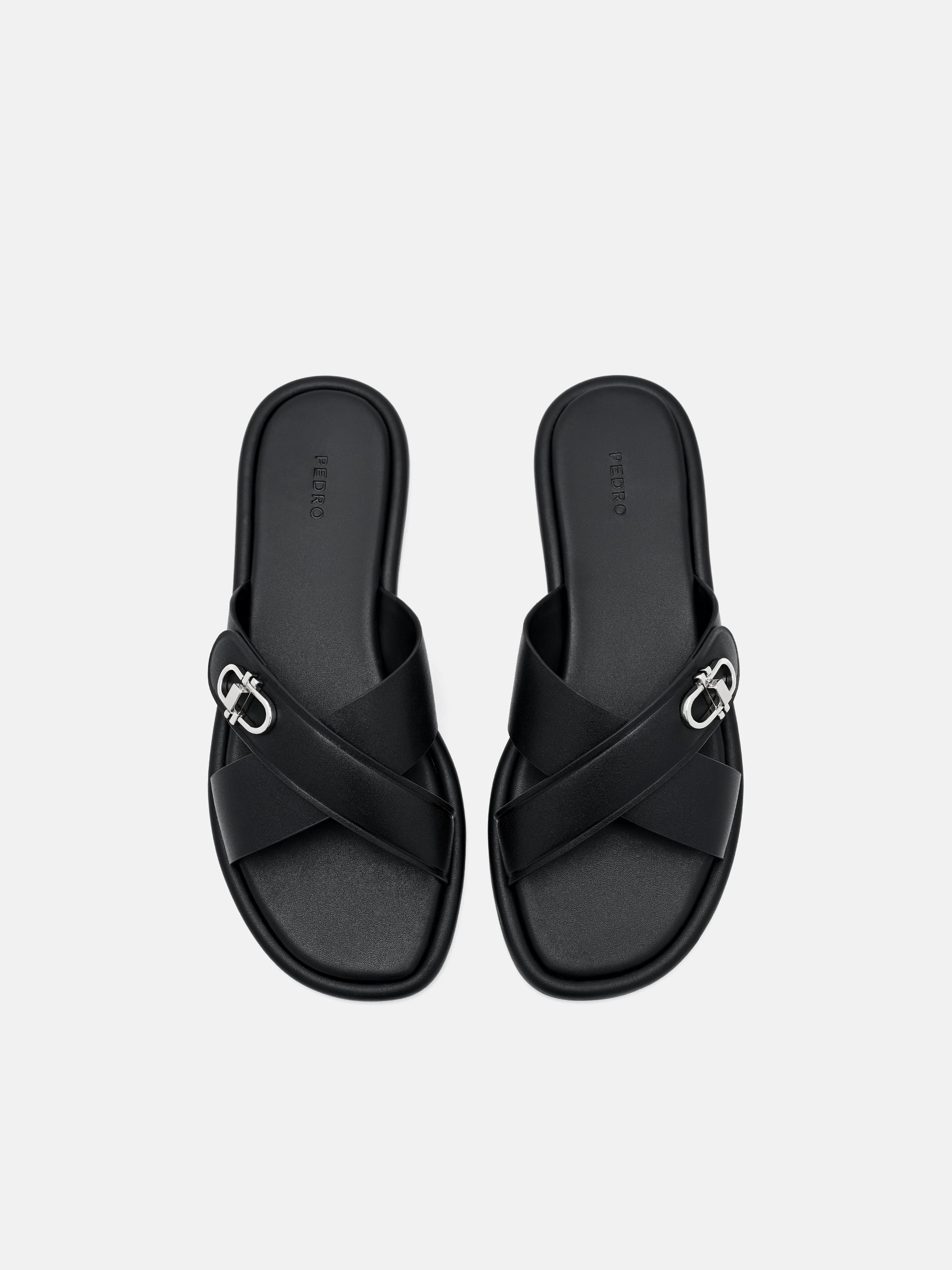「PEDROサイン入り」zoozoosea Black Sienna Leather Cross Sandals - PEDRO US