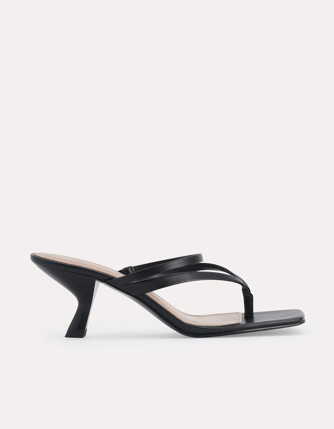 thong heeled sandals black