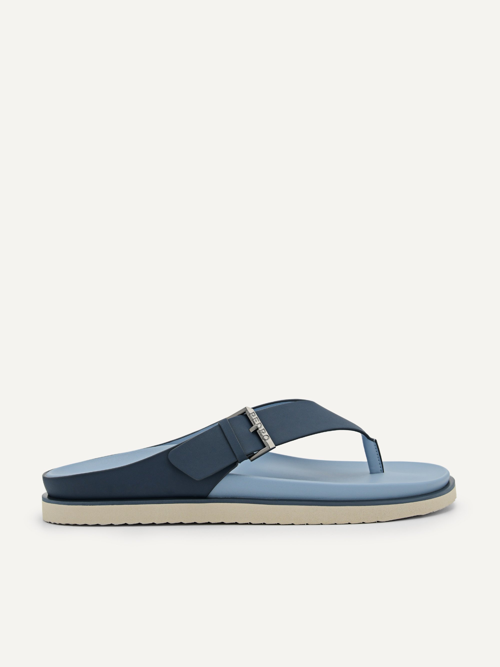 Navy Buckle Thong Sandals - PEDRO US