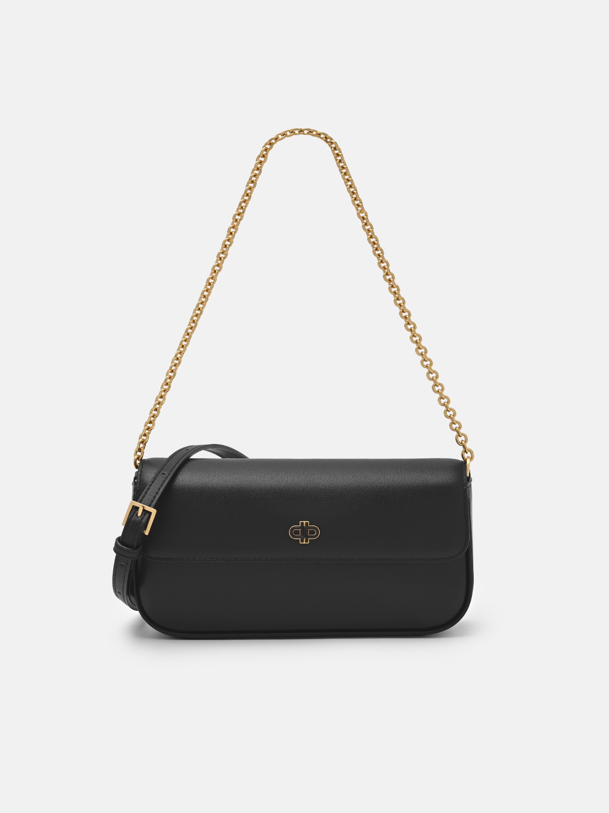 poorehitemore Black Chainlink Leather Sling Pouch - PEDRO TW