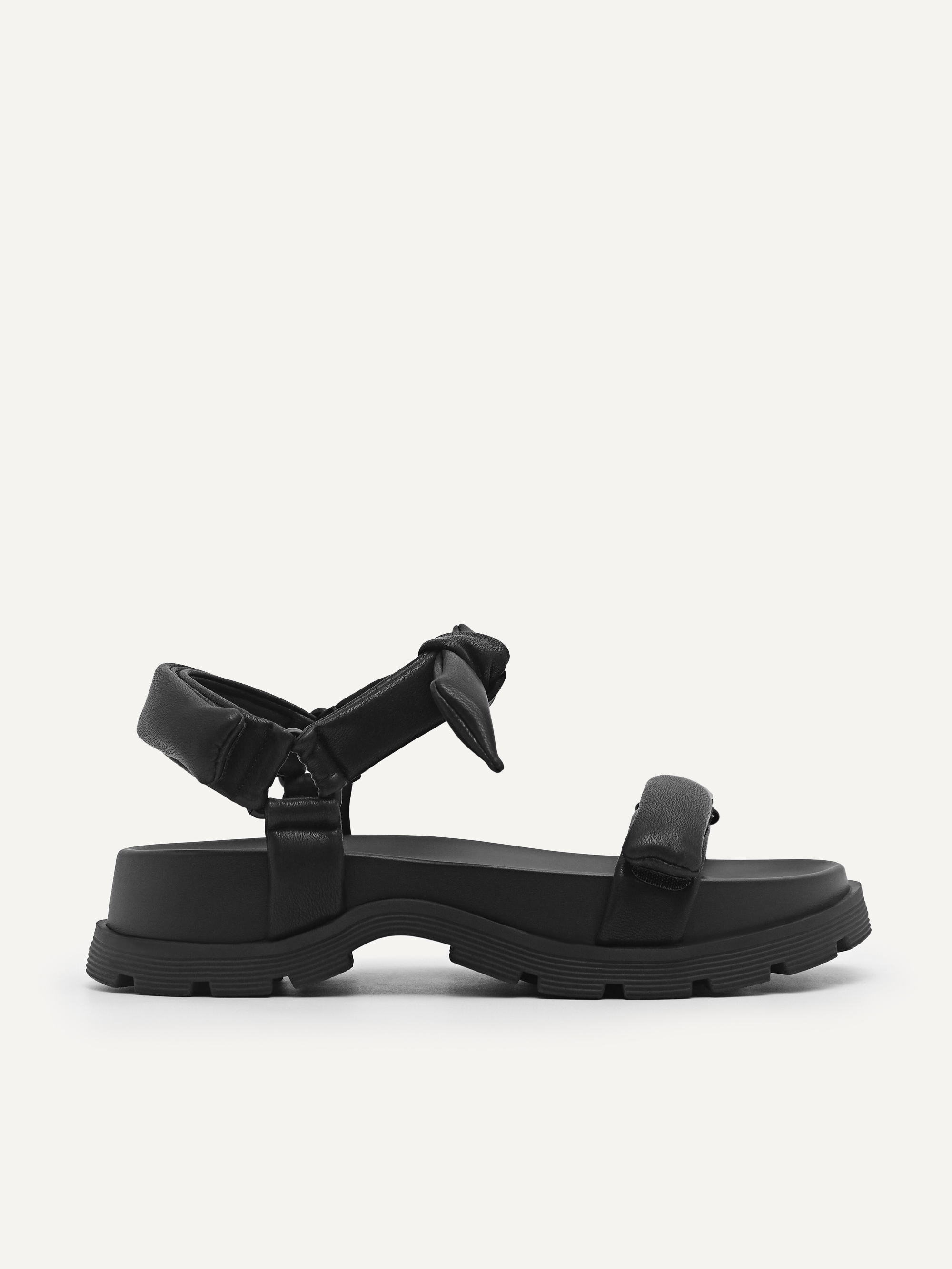 Black Flatform Sandals with Twisted Knot - PEDRO CA