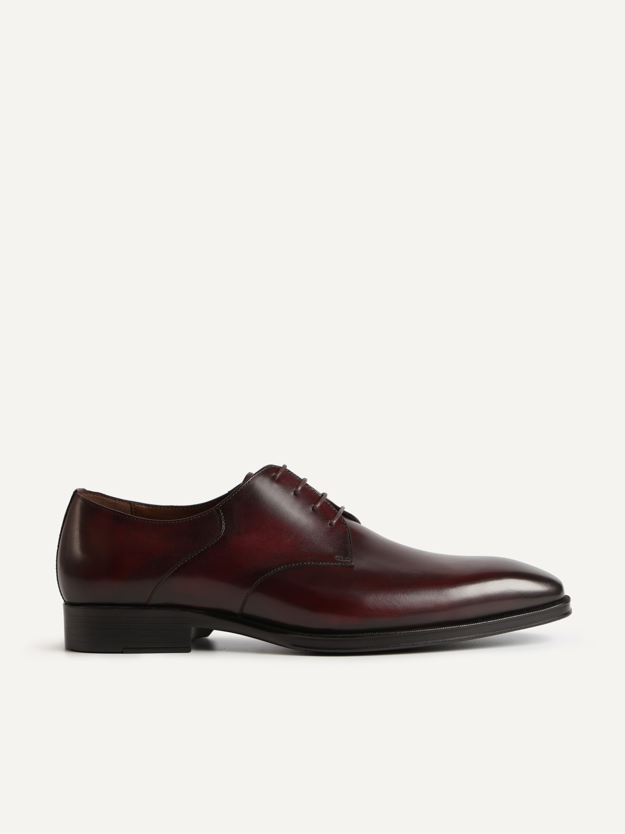 Maroon Leather Derby Shoes - PEDRO AU