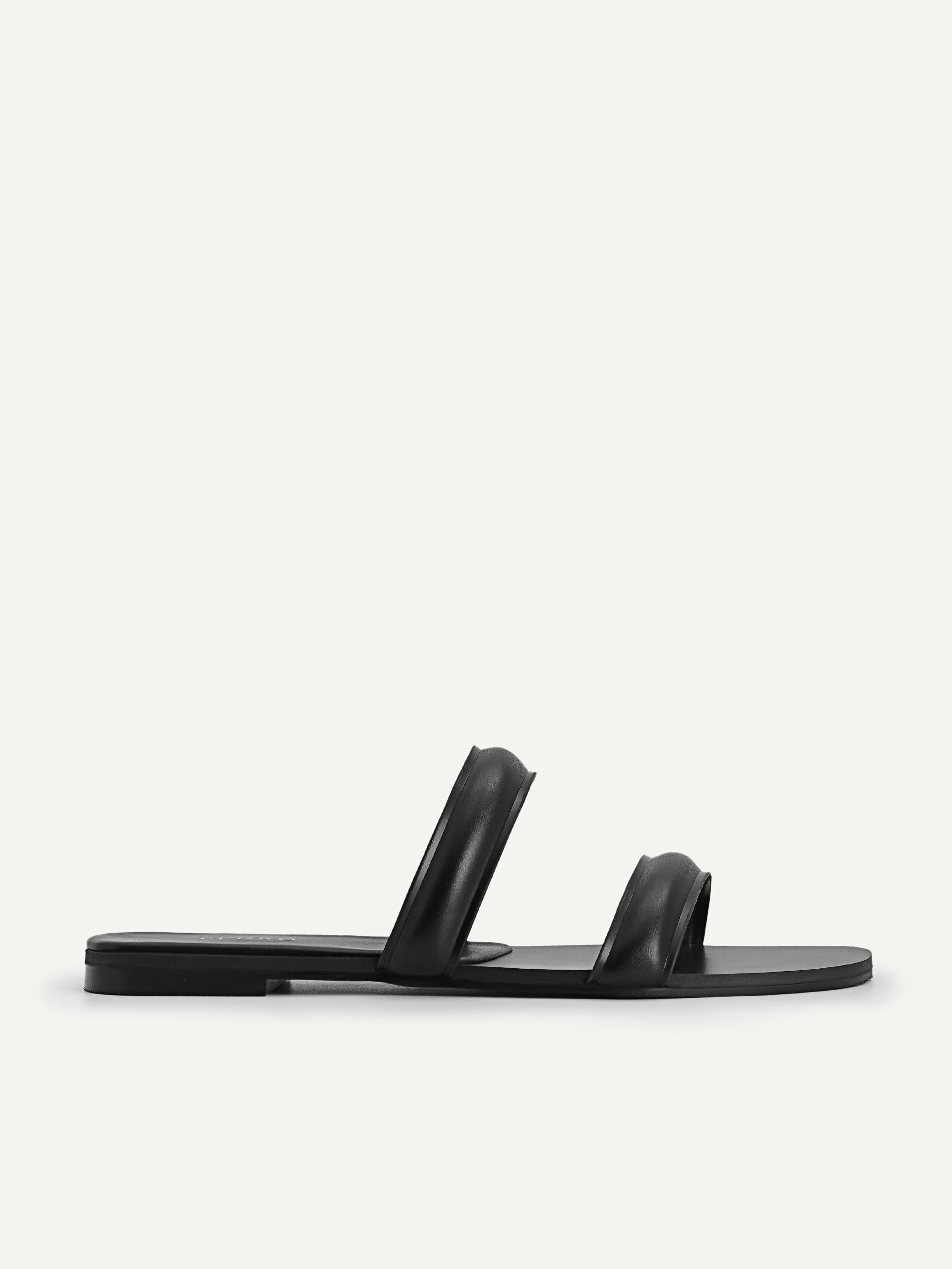 Black Double Strap Slip-On Sandals - PEDRO EU
