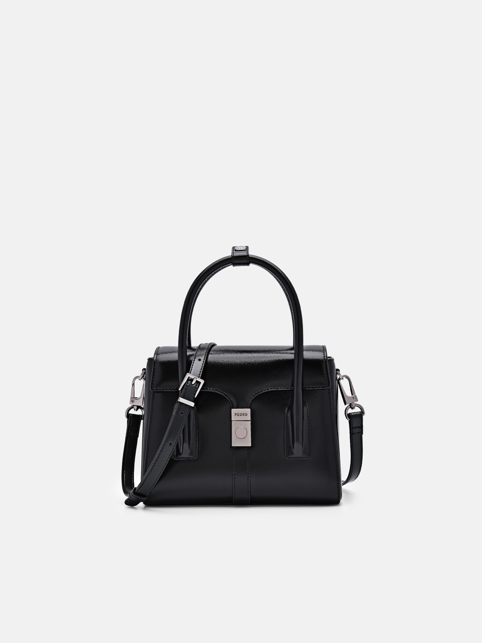 Black PEDRO Studio Farida Leather Compact Handbag - PEDRO MY