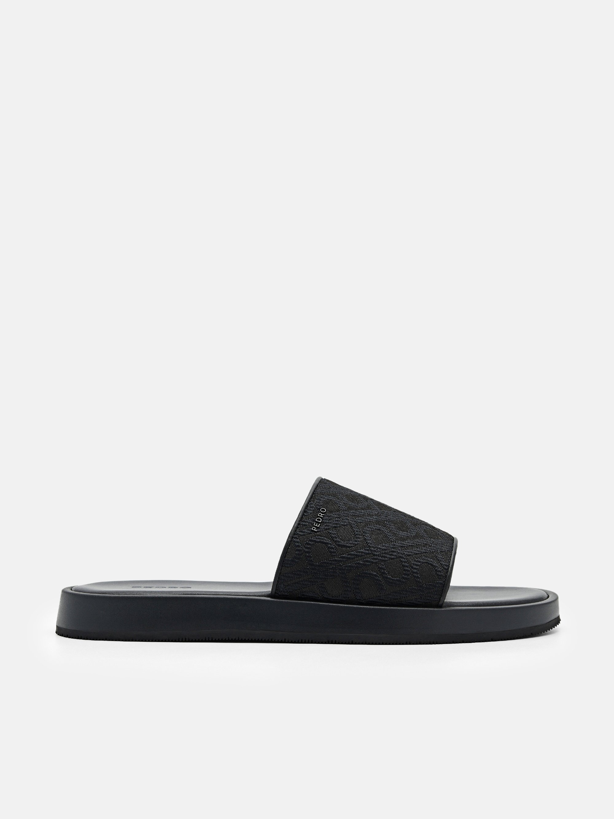 Black PEDRO Icon Jacquard Slide Sandals - PEDRO US