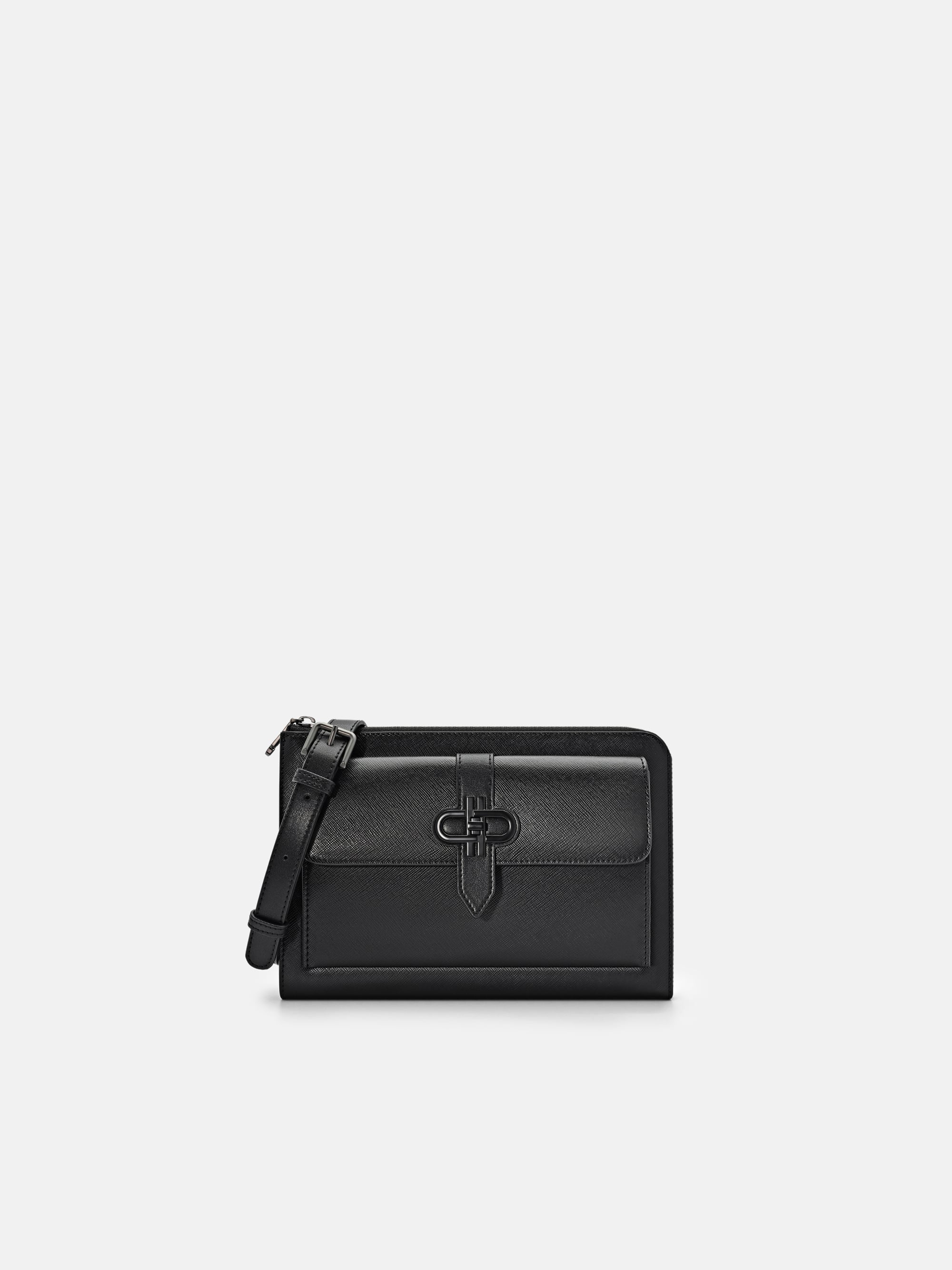 Black Embossed Leather Clutch Bag - PEDRO SG