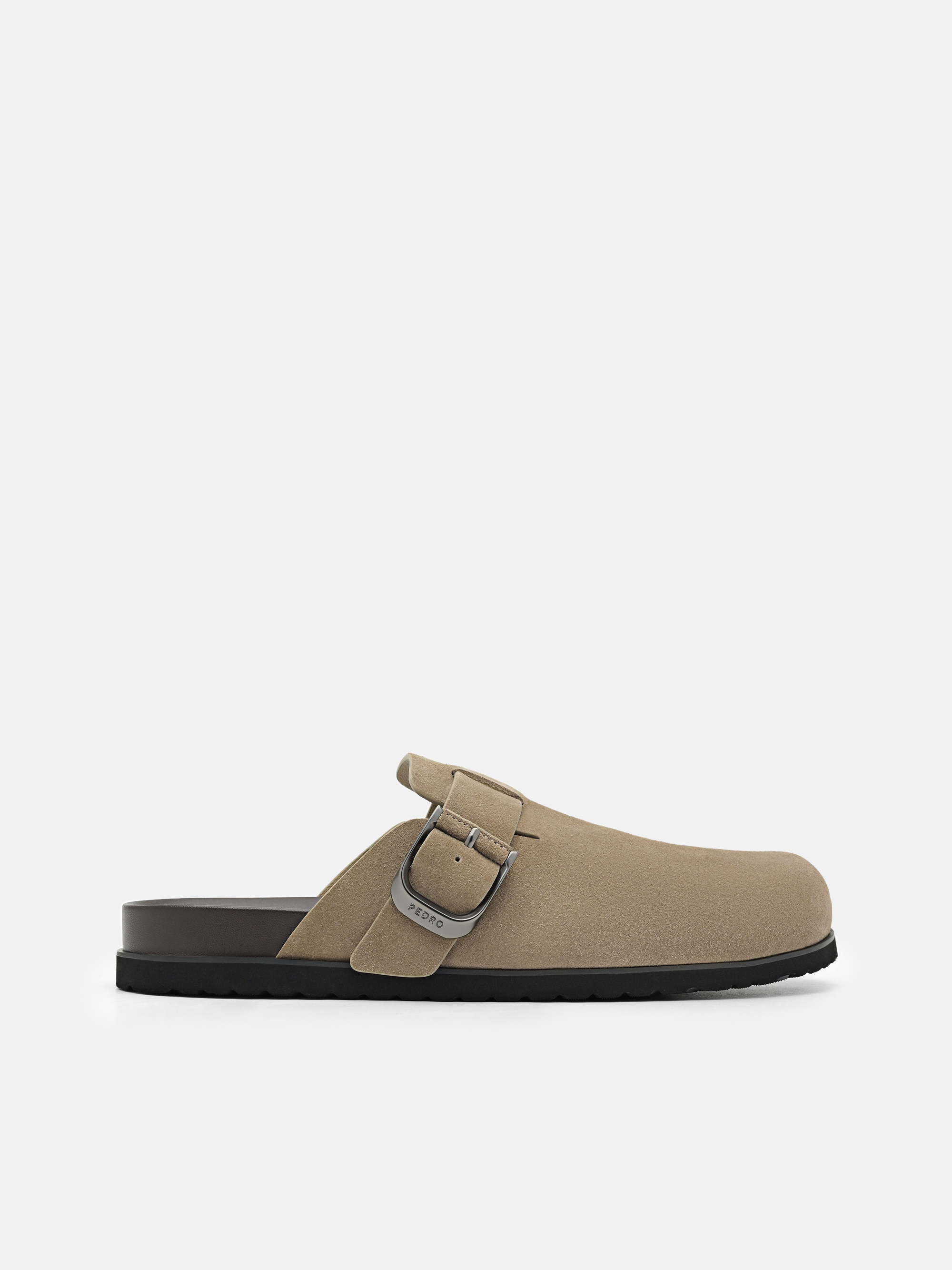 Dark Taupe Helix Suede Mules - PEDRO US