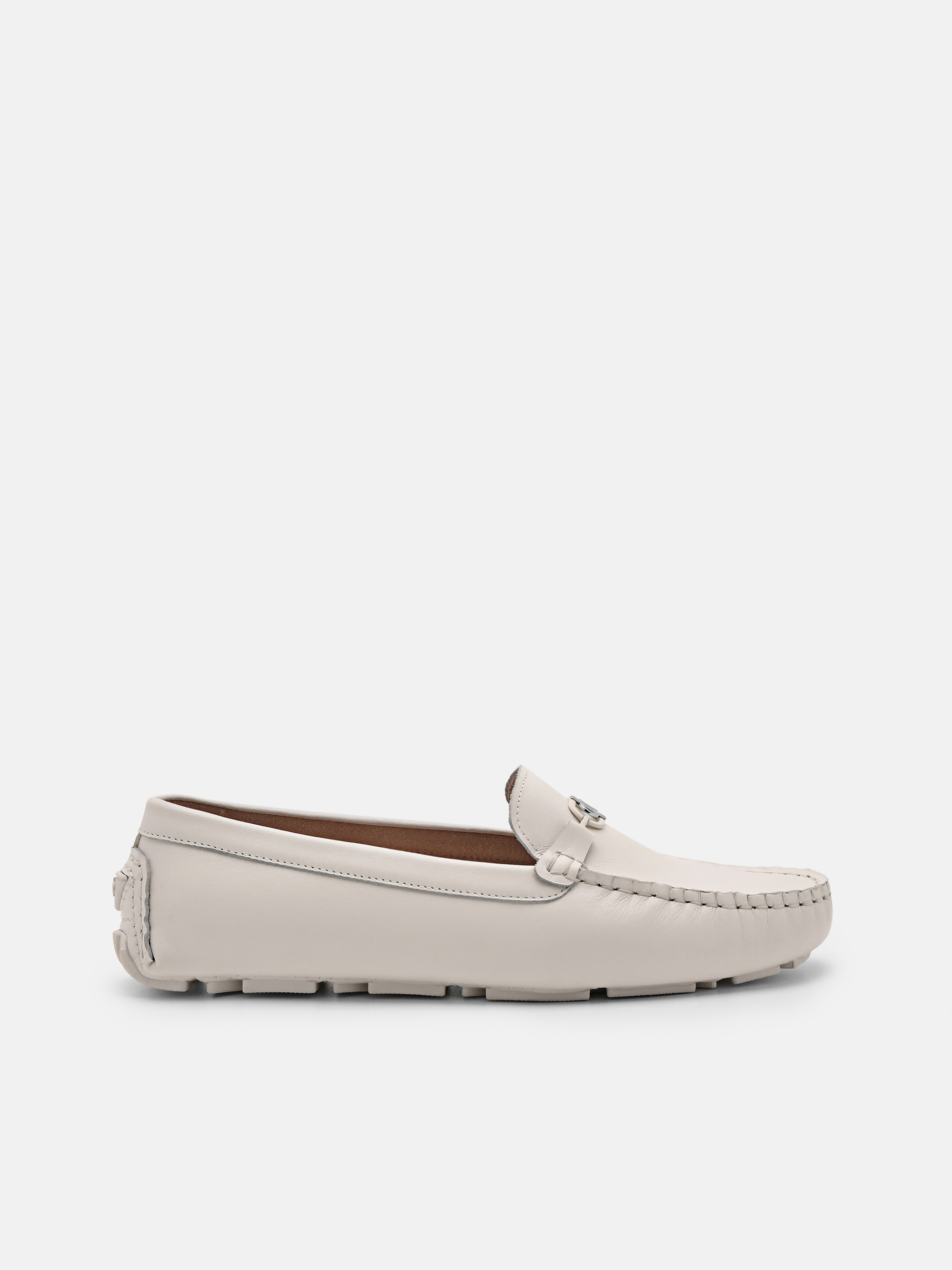 Chalk PEDRO Icon Leather Horsebit Driving Shoes - PEDRO US