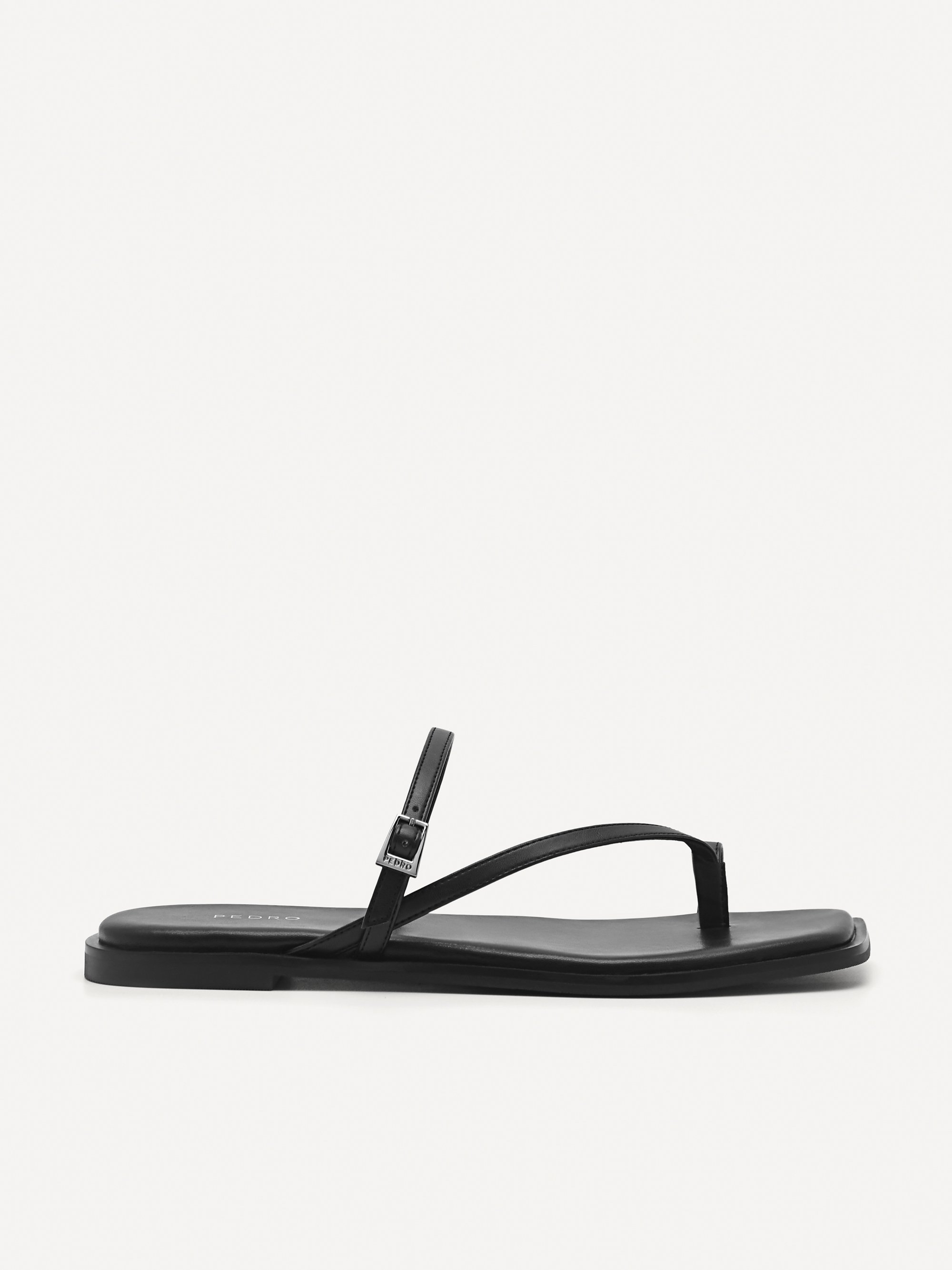 Black Lyra Toe Loop Sandals - PEDRO International